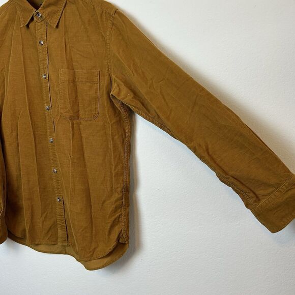 Uniqlo Corduroy Shirt Mens Small Gold Button Down Preppy Utility Chore Classic - Picture 4 of 12